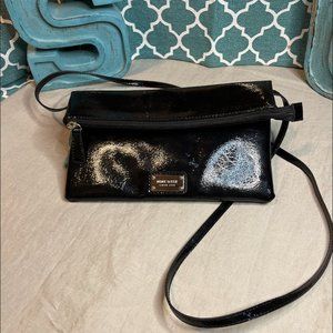 NINE WEST Black Patent Leather Foldover Crossbody